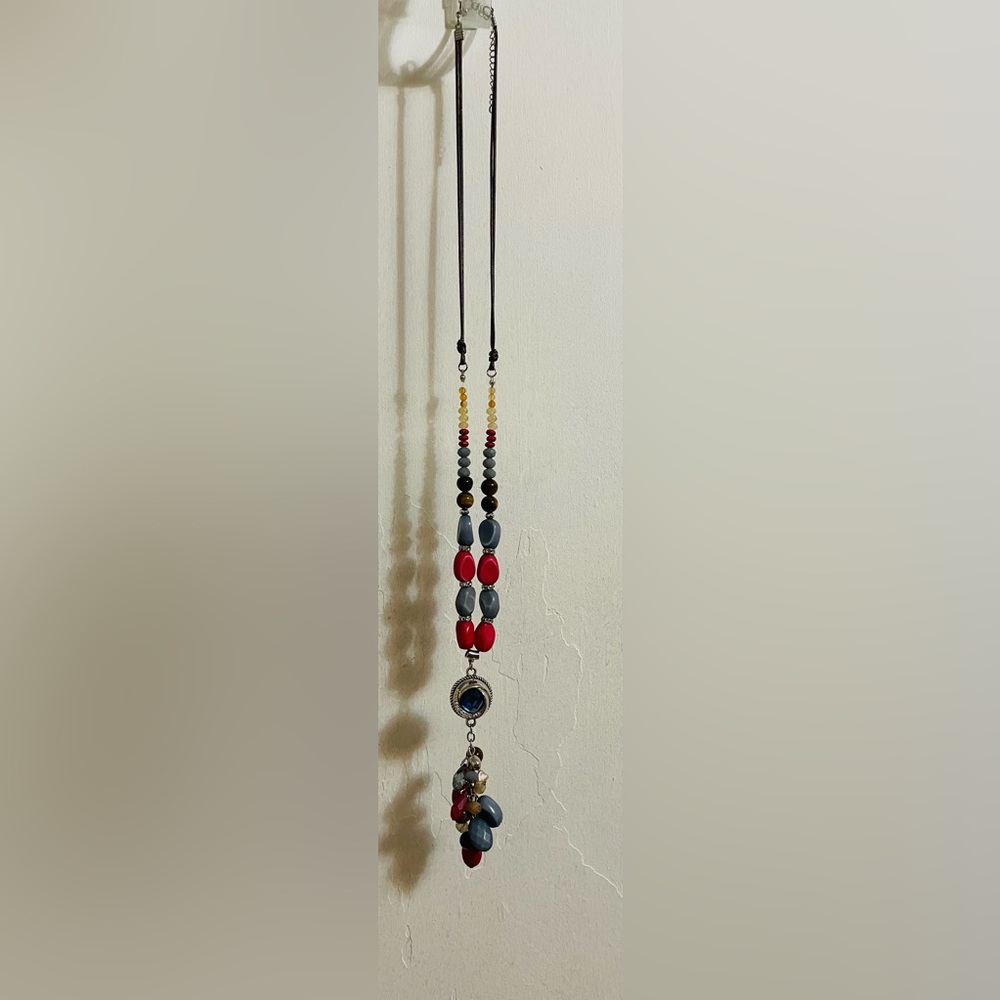 Multi Bead Snap-It Necklace with Blue Crystal Snap